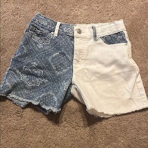 Two-Tone Denim and White Women's Shorts